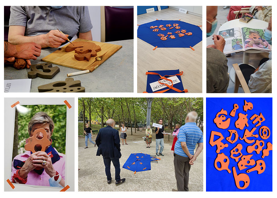 Montage photo de l'atelier Signes sensibles à l'Espace Phare